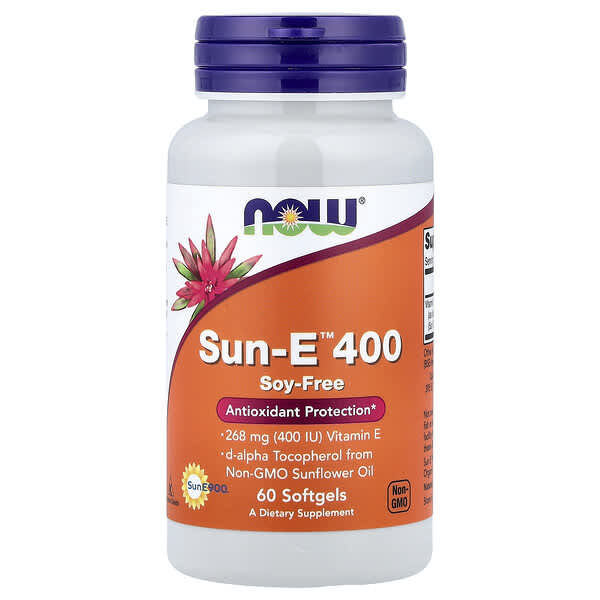 NOW Foods, Sun-E 400、268 毫克（400 國際單位）、60 粒軟凝膠
