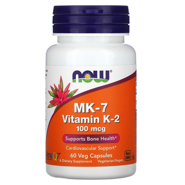 NOW Foods, MK-7, Vitamina K2, 100 mcg, 60 cápsulas vegetarianas