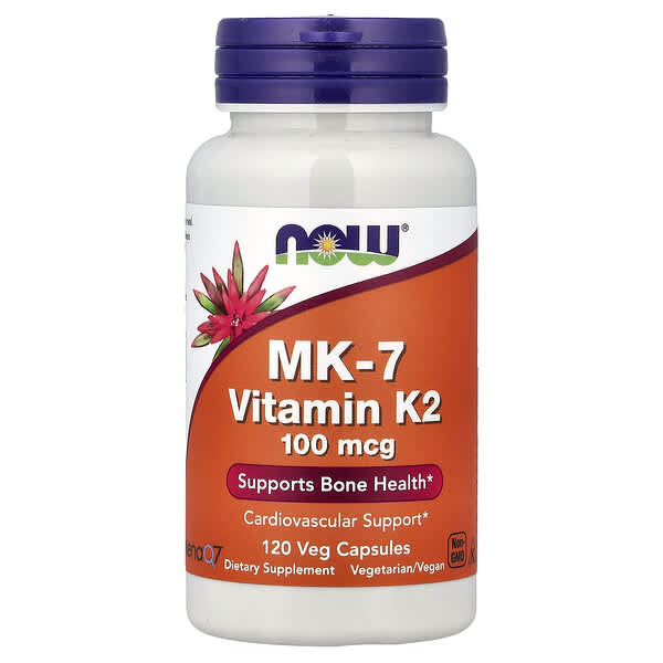 NOW Foods MK-7 Vitamin K-2, 100 mcg, 120 Veg Capsules