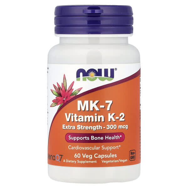 NOW Foods, MK-7 Vitamin K-2, 300 mcg, 60 Veg Capsules — product photo 1
