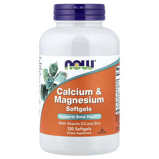 NOW Foods, Cálcio e Magnésio com Vitamina D3 e Zinco, 120 Cápsulas Softgel