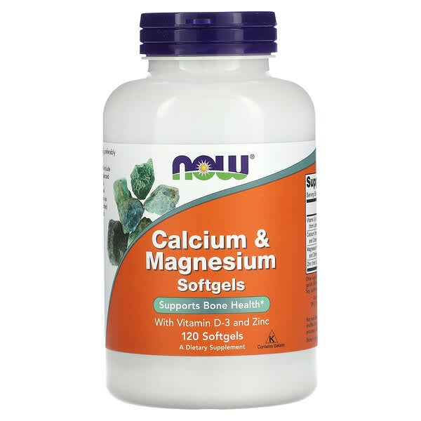 NOW Foods, Calcium &amp; Magnesium with Vitamin D3 and Zinc, 120 Softgels