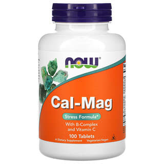 NOW Foods, Cal-Mag, Stress Formula, для снятия стресса, 100 таблеток