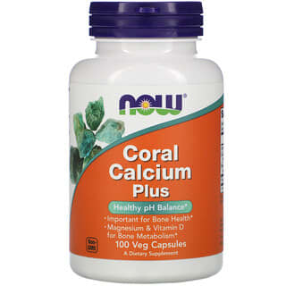 NOW Foods, Cálcio de Coral Plus, 100 cápsulas vegetarianas