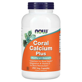 NOW Foods, Cálcio de Coral Plus, 250 Cápsulas Vegetais