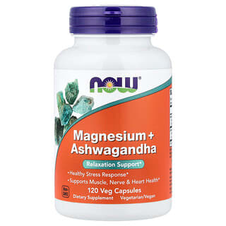 NOW Foods, Magnesium + Ashwagandha, 120 vegetarkapsler