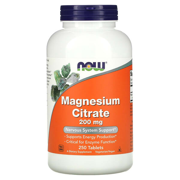 NOW Foods, Magnesiumcitrat, 200 mg, 250 Tabletten
