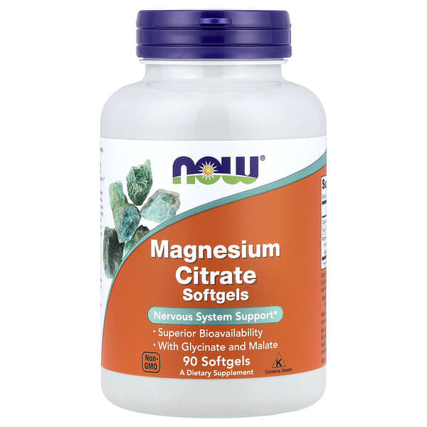 NOW Foods Magnesium Citrate, 90 Softgels (133 mg per Softgel)