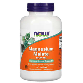NOW Foods, Malato de magnesio, 1000 mg, 180 comprimidos