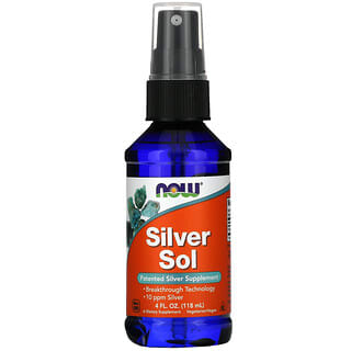 NOW Foods, مكمل الفضة Silver Sol، ‏10 جزء في المليون، 4 أونصات سائلة (118 مل)