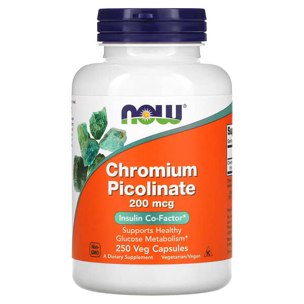 NOW Foods, Chromium Picolinate, 200 mcg, 250 Veg Capsules