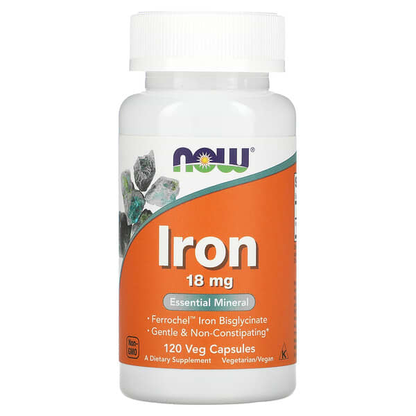 NOW Foods, Iron, 18 mg, 120 Veg Capsules