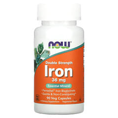 NOW Foods, Iron, Double Strength, 36 mg, 90 Veg Capsules