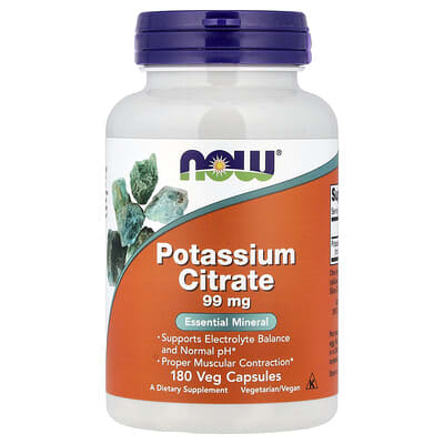 NOW Foods, Potassium Citrate, 99 mg, 180 Veg Capsules