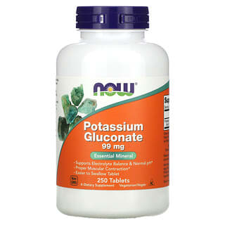 NOW Foods, Gluconato de Potássio, 99 mg, 250 Comprimidos