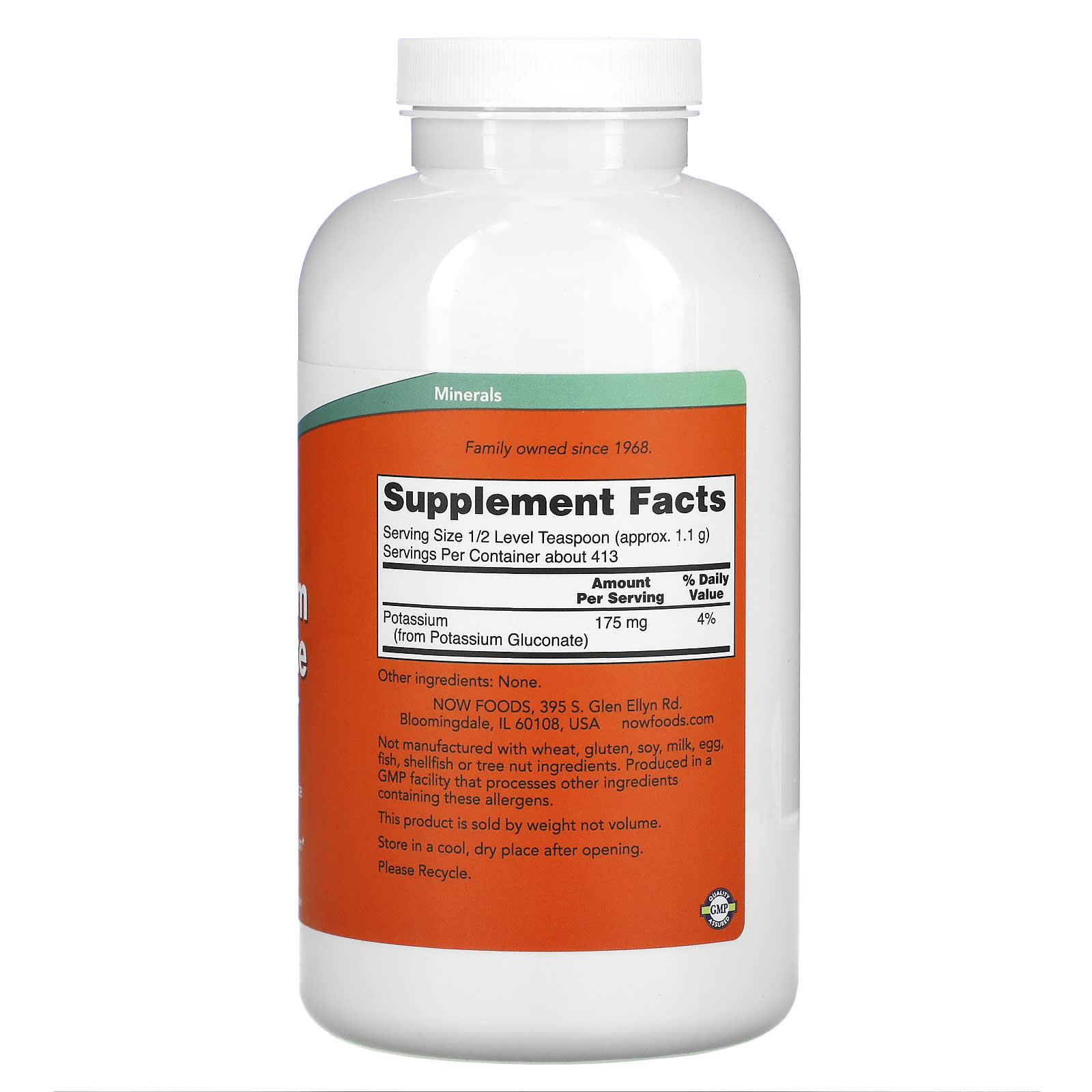 NOW Foods, Potassium Gluconate Pure Powder, 1 lb (454 g)
