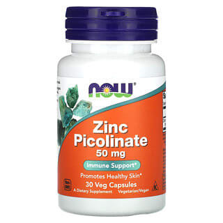 NOW Foods, Picolinato de zinc, 50 mg, 30 cápsulas vegetales