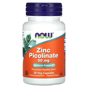 NOW Foods‏, Zinc Picolinate, 50 mg, 30 Veg Capsules