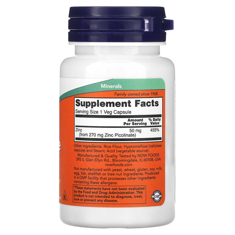 ピコリン酸亜鉛、50mg、ベジカプセル60粒（1粒あたり50mg）