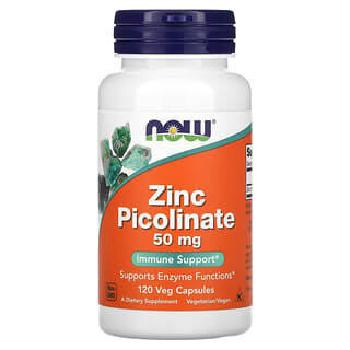 NOW Foods, Picolinato de zinc, 50 mg, 120 cápsulas vegetales