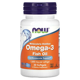 NOW Foods, Aceite de pescado con omega-3, 1000 mg, 30 cápsulas blandas
