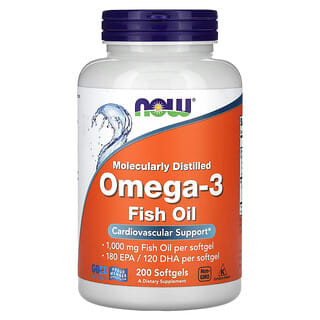 NOW Foods, Omega-3 Fish Oil, Omega-3-Fischöl, 200 Weichkapseln