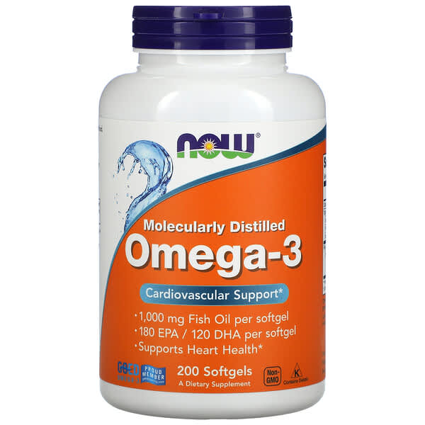 NOW Foods, Omega-3, Nahrungsergänzungsmittel mit Omega-3, 180 EPA/120 DHA, 200 Weichkapseln