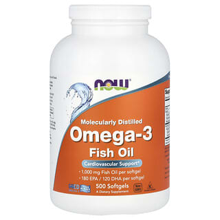 NOW Foods, Aceite de pescado con omega-3, 2000 mg, 500 cápsulas blandas (1000 mg por cápsula blanda)