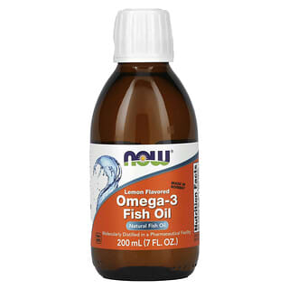 NOW Foods, Huile de poisson oméga-3, Aromatisée au citron, 7 fl oz (200 ml)