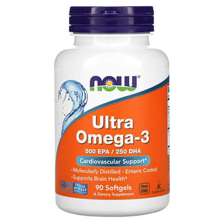NOW Foods, Ultra Oméga-3, 500 mg d'acide eicosapentaénoïque/250 mg de DHA (acide docosahexaénoïque), 90 capsules à enveloppe molle à enrobage entérique