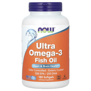 NOW Foods, Ultra Omega-3 Fish Oil, Omega-3-Fischöl, 180 Weichkapseln