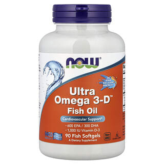 NOW Foods, Ultra Omega 3-D, 600 EPA / 300 DHA, 90 kalapehmeää geeliä