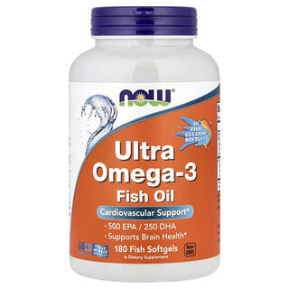 ناو فودز‏, Ultra Omega-3، 500 حمض دوكوساهيكسينويك/250 حمض ايكوسابنتانويك، 180 كبسولة هلامية سمكية