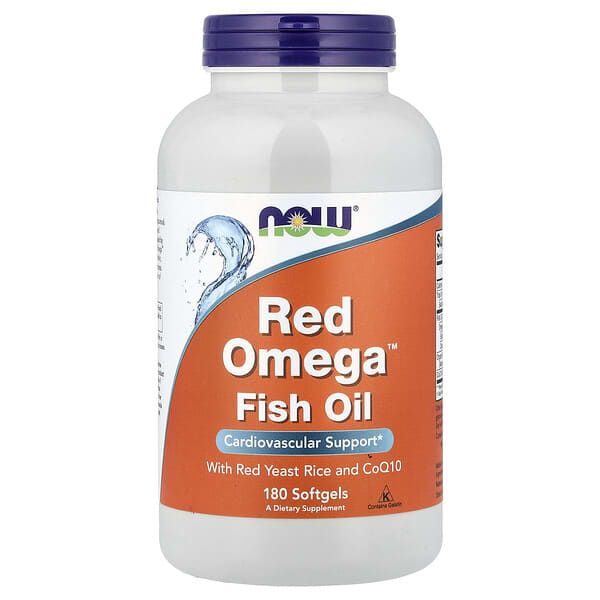 NOW Foods Red Omega™ Fish Oil With Red Yeast Rice and CoQ10, 180 Softgels