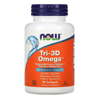 NOW Foods, Tri-3D Omega، 330 حمض الإيكوسابنتاينويك / 220 حمض الدوكوساهيكسانويك، 90 كبسولة هلامية