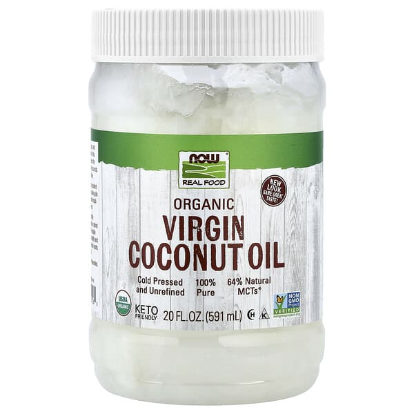 NOW Foods, Real Food 有機初榨椰子油，20 盎司（591 毫升）