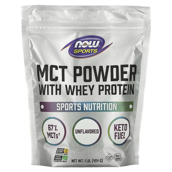 NOW Foods, 運動性 MCT 乳清蛋白質粉，原味，1 磅（454 克）  