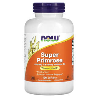 NOW Foods, Super Prímula, Óleo de Prímula, 1.300 mg, 120 Cápsulas Softgel