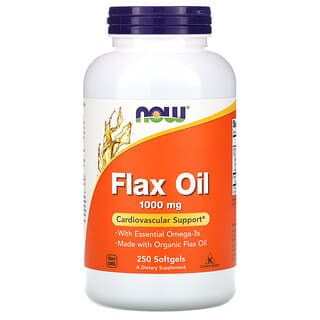 NOW Foods, Aceite de lino con omega-3 esenciales, 1000 mg, 250 cápsulas blandas