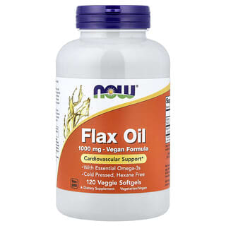 NOW Foods, 亚麻油，1,000 毫克，120 粒素食软胶囊