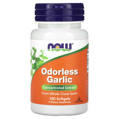 NOW Foods, Deodorized Garlic, Extract Concentrate, 50 mg, 100 Softgels (25 mg each softgel)