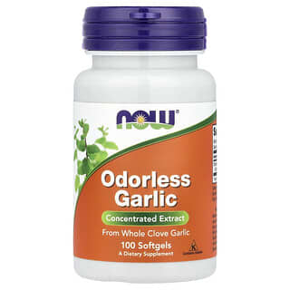 NOW Foods, Odourless Garlic, Concentrated Extract, 100 Softgels (25 mg per Softgel)
