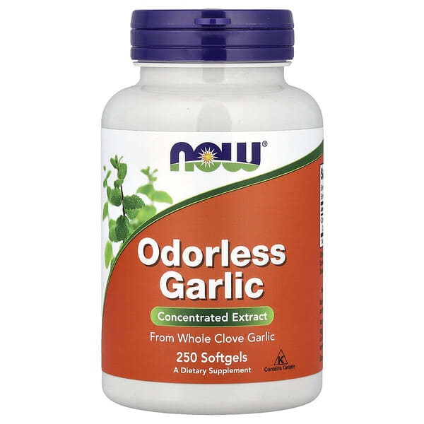 NOW Foods Odorless Garlic, 250 Softgels (25 mg per Softgel)