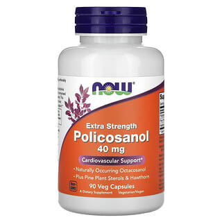 NOW Foods, Policosanol, Potência Extra, 40 mg, 90 Cápsulas Vegetais
