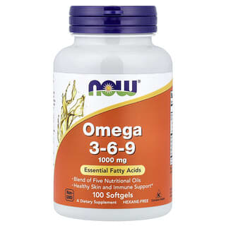 NOW Foods, Omega 3-6-9, 1.000 mg, 100 Softjel