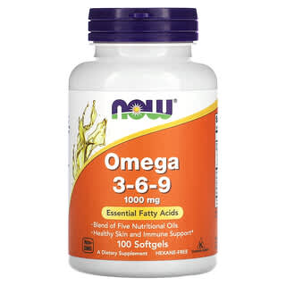 Now Foods, Oméga 3-6-9, 1000 mg, 100 capsules à enveloppe molle