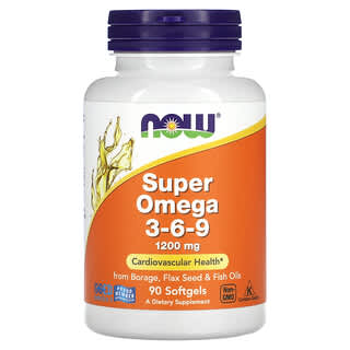 Now Foods, Super Ômega 3-6-9, 1.200 mg, 90 Cápsulas Softgel