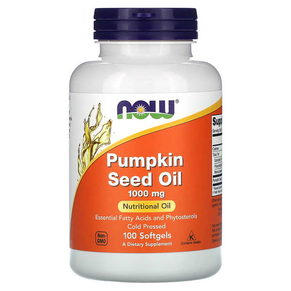 NOW Foods, Pumpkin Seed Oil, Kürbiskernöl, 1000 mg, 100 Weichkapseln