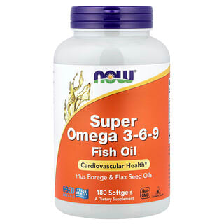 NOW Foods, Super Omega 3-6-9, 180 Жұмсақ қабықты үлпектер