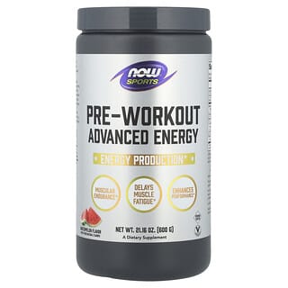 NOW Foods, Sports, Energía avanzada para el preentrenamiento, Sabor a sandía, 600 g (21,16 oz)